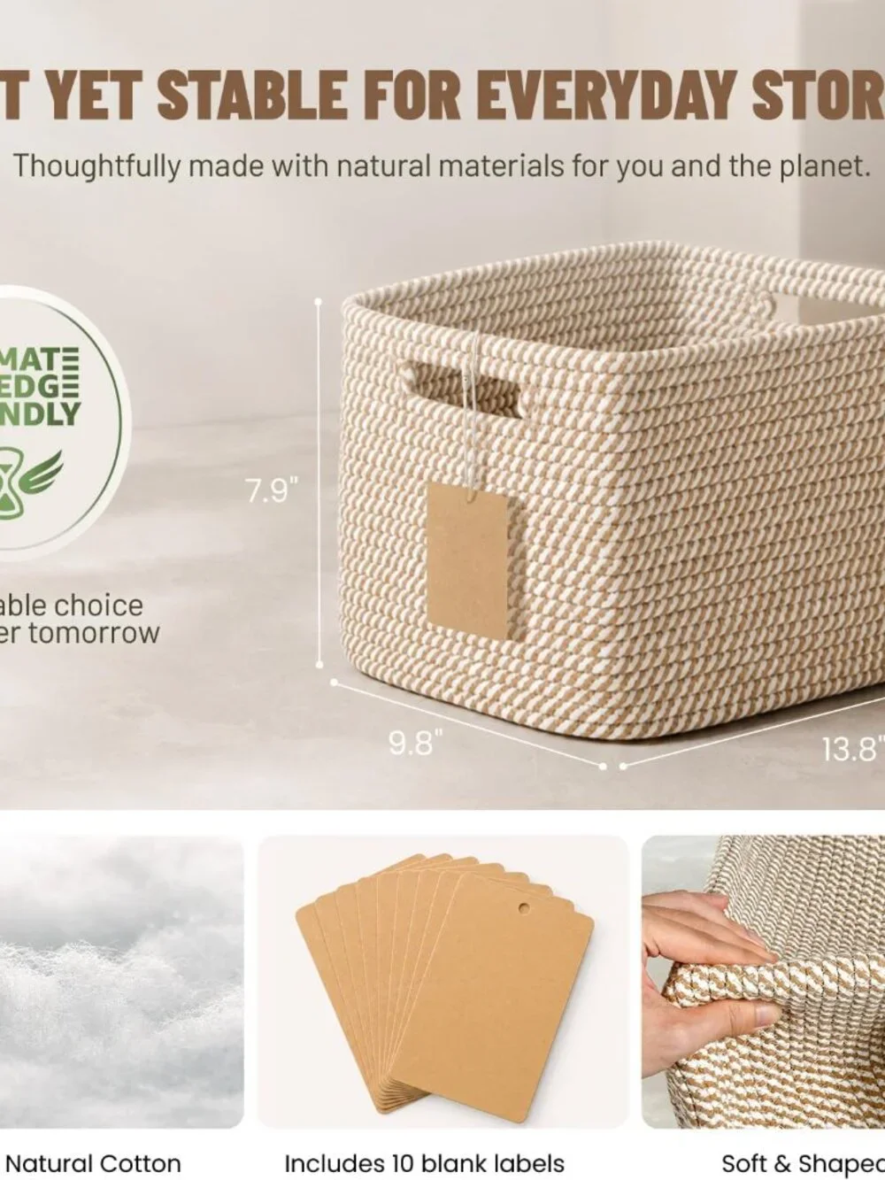 New 5 Pack Woven Storage Baskets, Decorative Storage Bins for Organizing | 13.8'